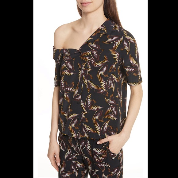 🔥🔥🔥NWT A.L.C Silk Josephine Off Shoulder Blouse - Picture 1 of 5